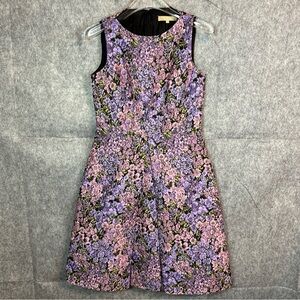 Michael Kors Made In Italy Resort Black Floral Sleeveless Pleated Dress - Size 6